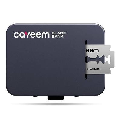 Caveem Razor Blade Bank, Travel Blade Disposal Container, Black Metal | Used Double Edge Blades, Safe Storage, Compact Size, Travel Friendly, Metal Construction
