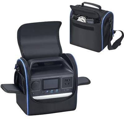 Carrying Bag Case Compatible with Anker 521 Power Station, Soft Storage Generator Cover with Adjustable Shoulder Strap, Side Zipper, Pockets for Charging Cable and Accessories