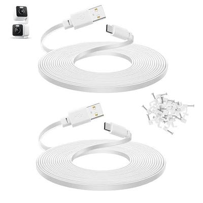 2-Pack 30 ft Cable for WYZE Duo Cam Pan Camera, Power Extension Cord, White | Long Flat, USB to USB C