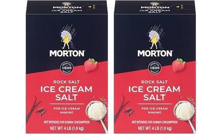 Morton Ice Cream Salt, Rock Salt for Ice Cream Maker, 4 Pounds, Pack of 2 | For icecream maker machine, sprinkle over ice to cool cans or bottles quicker, salt crystals, ice cream salt rock
