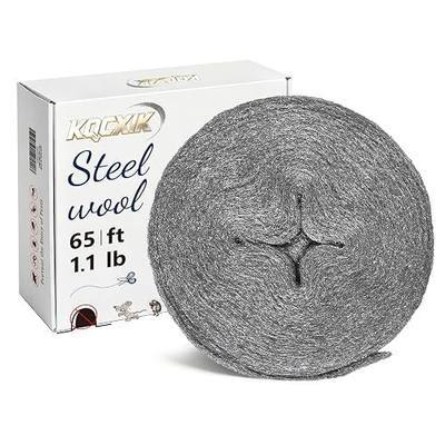 Steel Wool Mice Control, #1 Steel Wool, 65FT (1.1LB) Coarse Medium | Keep Mouse Away from Holes, Barrier and Gap Filler for Home, Wall, Garden, Kitchen, Pipeline in Garage
