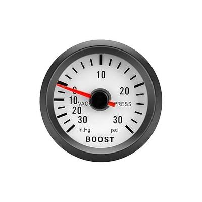 Car Turbo Boost Gauge, 2" 52mm 12V -30-30 PSI Vehicle Digital Boost Gauge Meter with Sensor, Bright Light Indicator Automotive Electronic Pressure Meter, Universal Fit (Black)