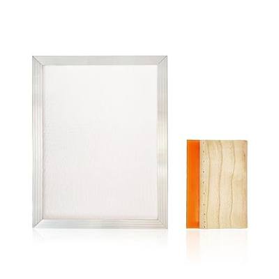 Worown 8 x 10 Inch Aluminum Silk Screen Printing Frame with 110 White Mesh, and Including 4 x 6 Inch Wooden Screen Printing Squeegee