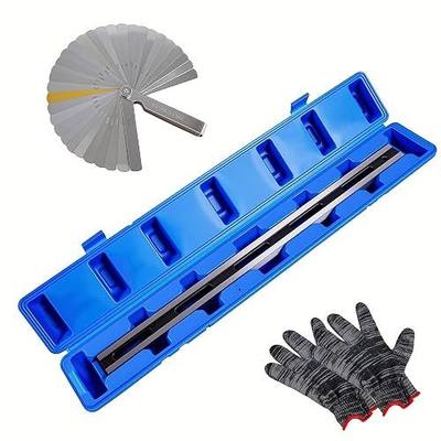 24 Inch Machinist Precision Straight Edge for Cylinder Heads and Blocks | Hardened Steel Engine Straightedge with Feeler Gauge, Gloves and Storage Case for Checking Flatness and Warpage