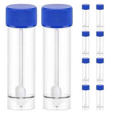 Angoily 25-30ml Stool Sample Container, 10 PCS 1 Oz Plastic Stool Cups with Spoon Lid, Vet Urine Cups Collection Kit Without Label Laboratory for Pet Dogs Puppies Chickens Horse Test Worms