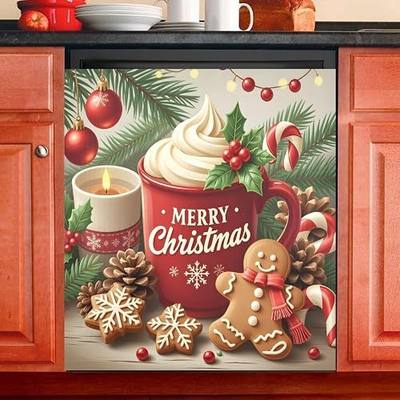 Christmas Gingerbread Man Dishwasher Magnet Cover Sticker Panel Decal Refrigerator Magnetic Decorative