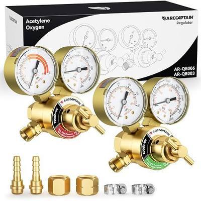 ARCCAPTAIN Small Oxygen Acetylene Regulator Set, CGA540 & CGA200 Compatible, for 9/16"-18 B-Size and 1/4" Hose