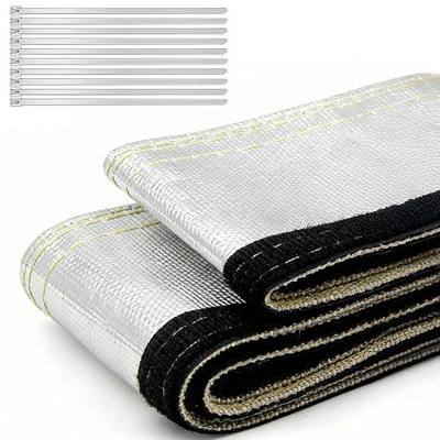 Heat Shield Sleeve 1" ID x 10FT, Aluminized Wire Heat Wrap | Heat Shield for Wires and Hoses, Fuel Line Protection, Hook and Loop Design, Includes 10 Stainless Steel Ties