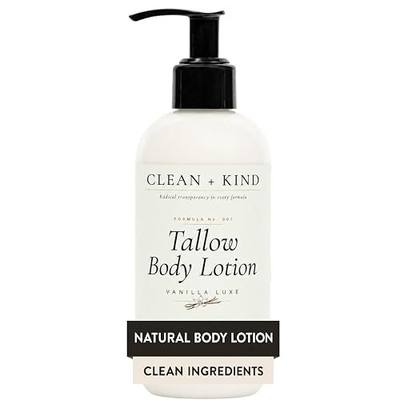 Vanilla Tallow Body Lotion, Non-Toxic for Dry Skin 8 oz | Grass-Fed Beef Tallow, Body Lotion for Women & Men, Organic Shea, Coconut MCT, Hyaluronic Acid, Vanilla, Sensitive Skin
