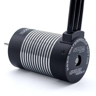 3660 1400kv Brushless Motor 4-Pole 3.175mm Shaft High Speed Waterproof Sensorless Motor for Most of 1:10 Scale RC Vehicles Truck Update Parts