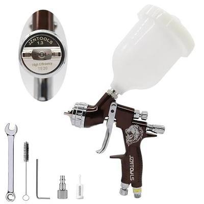 TE20 HVLP Air Spray Gun 1.3mm Nozzles, Car Paint Gun Sprayer,Forged Body, Anodised Finish,Paint Gun for Varnish and Top Coat, with Paint Sprayer Accessories (Brown)