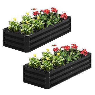2PCS 4x2x1FT Galvanized Raised Garden Bed,Planter Raised Beds-Metal Garden Box,Large Plant for Outdoor Planting, Vegetables Bed,Flower,herb-Black