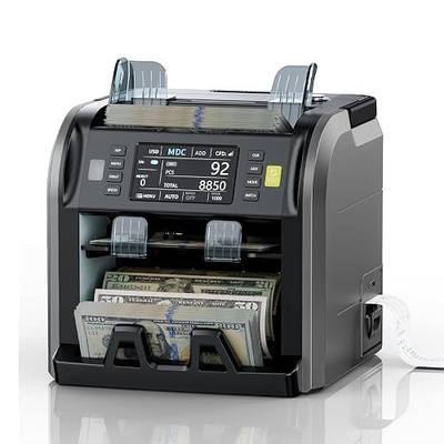 Aneken Ultra 2-Pocket Money Counter Machine Mixed Denomination with Built-in Printer, Multi-Currency Counter with Touch Screen, Bank-Grade Money Sorter with 2 CIS/UV/MG/IR/DD/DBL/HLF/CHN