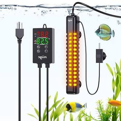 SEAOURA Aquarium Heater, 300W Fish Tank Heater for 50-60 Gallon, Submersible Heater for Aquarium with Over-Temperature Protection, Intelligent Controller & Auto Power-Off