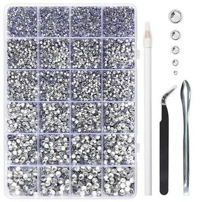 Hotfix Rhinestones Kit,Crystal, Mixed 5 Sizes 14400pcs | Clear Hot Fix Crystals, for Bedazzling Clothes Crafts, with Wax Pencil,Tweezers and Spoon,SS6-SS30