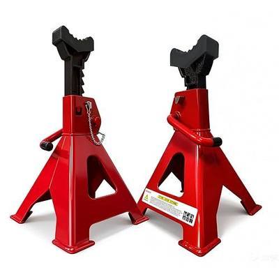 3 Ton Jack Stands (6,600 lbs) - Heavy Duty Car Jack Stand with Double Pin Locking, Adjustable 11.22"-16.54" Height, Extra Rubber Pads for Trucks, Garage, Home Use - 1 Pair Red