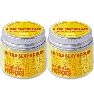 Handmade Heroes Turmeric & Vitamin C Lip Scrub Set – 2 Pack Natural Vegan Sugar Polish Lip Exfoliator - Brightening & Conditioning for Dark, Dry, Chapped Lips