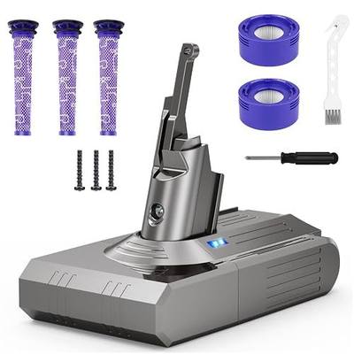 Upgraded 9000mAh Replacement Battery Compatible for Dyson V-8 Battery (5 Filters), 60 Mins Normal / 10 Mins Max Mode, Compatible with Animal/Absolute/Fluffy/Motorhead/SV-10/SV-25/215681