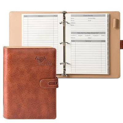 Client Record Book, Hair Stylist Client Profile Book-Binder, Red | Client Record Cards with Alphabetical Tabs for Salons,SPA, Nail,100 Sheets, 3 Ring Binder Client Book