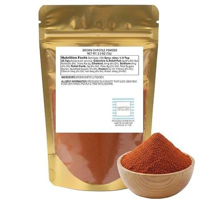 Brown Chipotle Powder, 2.5 Ounce Resealable Bag, Chipotle Chili Powder Seasoning, Hampton Distribution