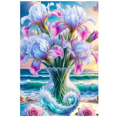KUFWKEY Diamond Painting Kits for Adults,Flowers Diamond Art Kits for Adults,5D Diamond Painting Flowers,DIY Full Round Diamond Mosaic Kits,Flower Gem Art and Crafts,Diamond dots,12x16inch