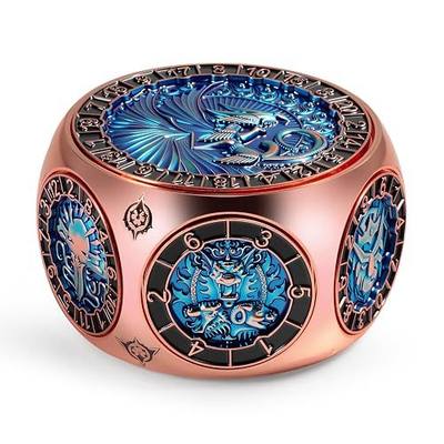 DNDND Unique Spinner Dice, 8-in-1 Hexagonal Metal Dice with Dual D20 Monster Themed Dice Set for DND Dungeons and Dragons, Dungeon Masters with Collectible Gift Tin (Rose with Teal)
