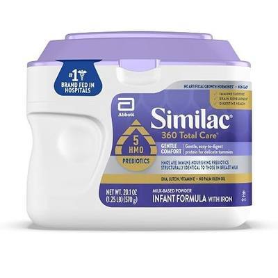Similac 360 Total Care Gentle Comfort Baby Formula, Easy-to-Digest Formula, Has 5 HMO Prebiotics, Powder Infant Formula, 20.1-oz Tub