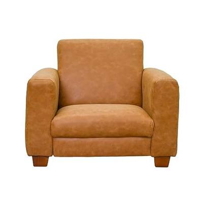 Children's Factory Upholstered Toddler Chair for Classroom, Chair, Brown | 2-in-1 Adjustible Height, Water-Resistant Vegan Leather Kids Chair, Flexible Seating Classroom Furniture, includes 2" Legs