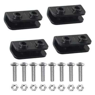 (4 Sets) 2-Way Pop-up Event Shelters Gazebo Replacement Connector,with 8 Stainless Steel Screws,Canopy Tent Replacement Parts Black Rectangular Bracket Truss Connector Canopy Replacement Parts