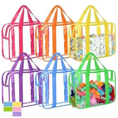 6PCS Large Toy Storage Bags, Reusable Transparent PVC Toy Boxes, High-Capacity Toy Organizer Suitable for Multiple Occasions (Colorful, Large)