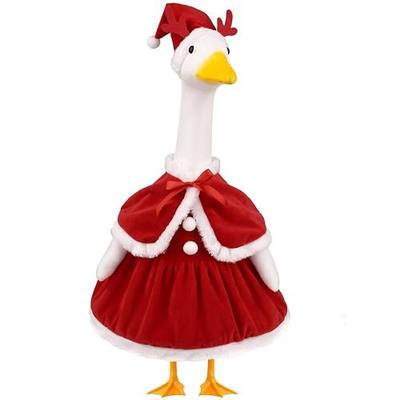 Christmas Goose Outfit Dress Costume for Outdoor Decor | for 23" High Cement or Plastic Porch Goose, Yard Lawn Outdoor Garden Patio Xmas Holiday Decor