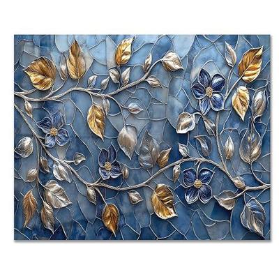 LMSDYSHU Blue Tempered Glass Backsplash for Kitchen Stove 30x24 Inch | One Piece Oven & Range Backsplash, Blue Mosaic Pattern, Heat Resistant & Easy to Clean