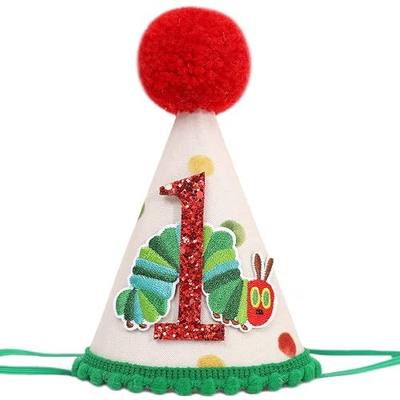 Hungry Caterpillar 1st Birthday Hat - Eric Carle Inspired Baby Crown, First Birthday Party Decor for Boy or Girl