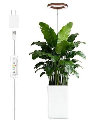 yadoker Grow Light for Large Indoor Plants, Full Spectrum LED Plant Light, Height Adjustable for Tall Plants, Auto On/Off Timer, 5V Safe Low Voltage Walnut Grain Grow Lamp for Home & Office