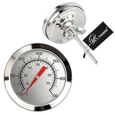CloudHand 2 3/8 Inch BBQ Temperature Gauge, Upgrade Replacement Smoker Wood Charcoal Pit, Large Face Grill Analog Thermometer, 100-700°F