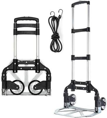 Folding Hand Truck, Dolly Cart with Wheels Foldable, Lightweight Aluminum Luggage Cart Portable Collapsible Trolly for Utility Cart, Hand Trucks for Moving Travel Shopping Airport Office