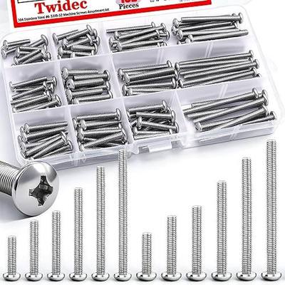Twidec/102PCS Machine Screw Kit,304 Stainless Steel #6-32#8-32 Electrical Long Outlet Screws Phillips Pan Head Electricians Screws 5/8 to 2 inch for Wall Plate Switch, Receptacles Mounting Screw