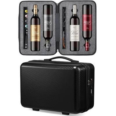 Wine Travel Suitcase for 4 Standard Wine Bottles - 360-degree All-around Protection Bottle Luggage for Airplane, Car, Outdoor Carrying - Impact Resist, Sturdy, Waterproof Wine Bottle Protector Case