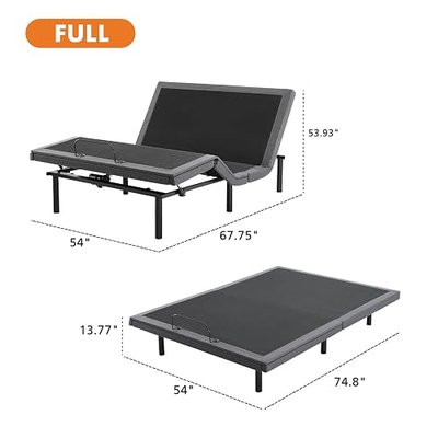 Sweetcrispy Full Adjustable Bed Frame, Electric Base, USB, Zero Gravity | Ergonomic Electric Base With Wireless Remote And 2 USB Ports, Head And Foot Incline, Anti-Snore, Easy Assembly