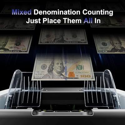 LOLARAN AL-923 Mixed Denomination Money Counter Machine, Value Counting with CIS/UV/MG/IR/DD/DBL/HLF/CHN Counterfeit Detection, Touch Screen, Supports 120 Currency Programs