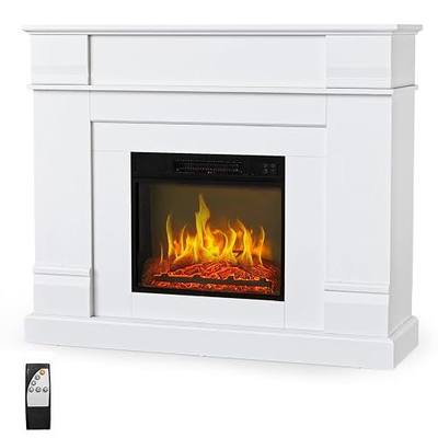 Bonnlo 47''W Freestanding Electric Fireplace Stove w/Remote & Timer, Realistic Fake Fireplace Heater w/ 6 Flame Colors, 5 Flame Brightness & Wood Mantel for Indoor Home Bedroom Living Room, 1400W