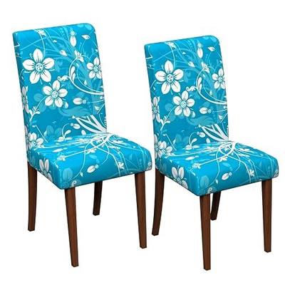 Dining Chair Covers Set of 2, Stretch Spandex Chair Slipcovers for Dining Room Chairs, Removable Washable Kitchen Chair Covers, Elastic Chair Protectors for Dining Room Kitchen