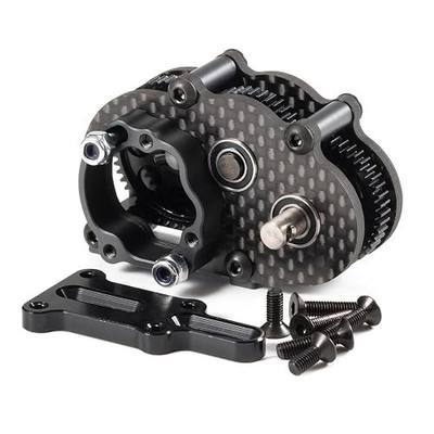 Carbon Fiber OD-3 Transmission Overdrive Gearbox 18.6% Front OD for 1/10 RC Crawler LCG Chassis Comp Rigs (Right Motor Version)