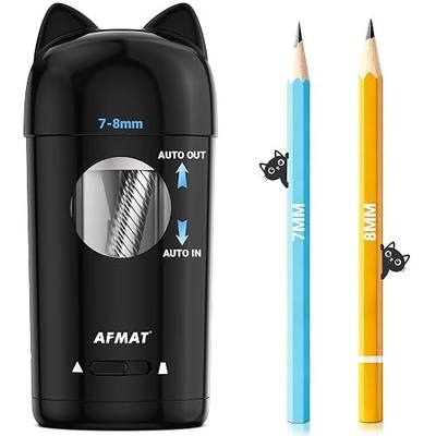 AFMAT Electric Pencil Sharpener, Fully Automatic Pencil Sharpener for Kids, Auto in & Out, for φ7-8mm No.2/Colored Pencils, Rechargeable & Cordless, Cute Cat Pencil Sharpeners for Classroom Home PSX9