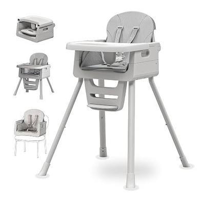 3-in-1 High Chair for Babies and Toddlers, Infant to Toddler Seating&Dining | Easy Clean Convertible Portable Dishwasher Tray 5-Point Harness Stable Non-Slip Feet Waterproof Seat Pad Grey