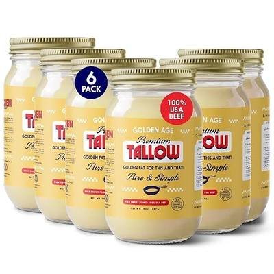 Golden Age Premium Beef Tallow for Cooking & Skincare – Official Tallow of Masa Chips and Vandy – 100% Pure & Simple, 14 oz (6-Pack), Pasture-Raised, Hand-Rendered, No Foaming Agents, High Smoke Point, Keto & Paleo