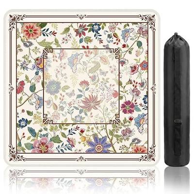 Mahjong Mat for Table (31.5 X31.5 in), Non-Slip Noise Reduction | Floral Mahjong Table Mat, Mah Jong Mat with Carrying Bag, Game Table Cover for Mahjongs Poker Card Dominoes, Christmas Gift
