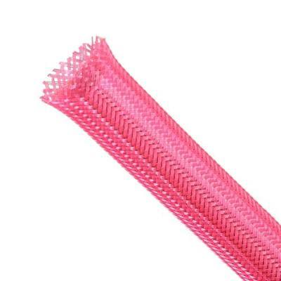 Braided Expandable Cable Sleeve, PET Wire Loom, Flexible Mesh Sleeving Cord Management for TV, Computer, Home Theater, Automotive, Protect Cat from Chewing Cords (Pink, 1/4" x 25ft)