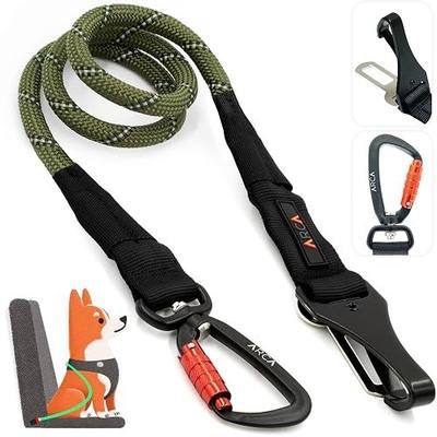 Dog Seat Belt for Car | Universal Pet Car Seatbelt with Reflective Climbing Rope, Aviation Aluminum Carabiner with 360° Swivel & Auto-Lock, Secure Safety Restraint (Ranger Green 360°)