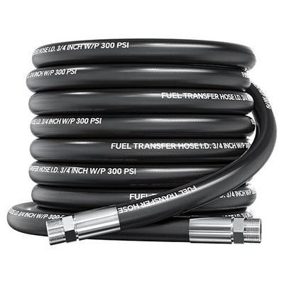 3/4" Fuel Transfer Hose 20FT, 300PSI Fuel Line Braided with Stainless Steel | POHIR Fuel Hose for Dispensing Diesel Gasoline Kerosene Biodiesel E85, Farm Pump Hose with Male NPT Fitting